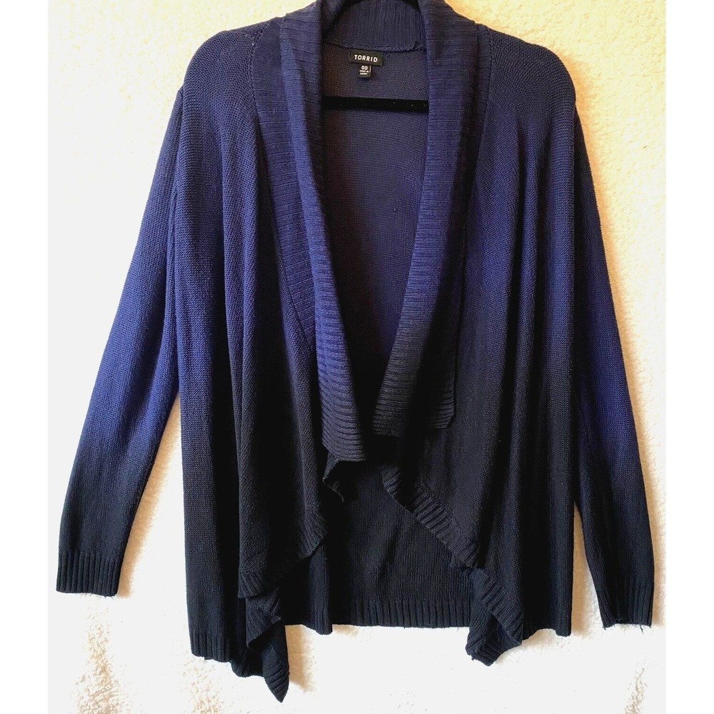 Torrid Navy & Black Drape Open Cardigan Sweater‎ Ombré Sz 00 10-12